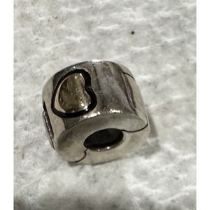 MC-4 Authentic Chamilia Sterling Silver‎ Bead Gold Heart Lock